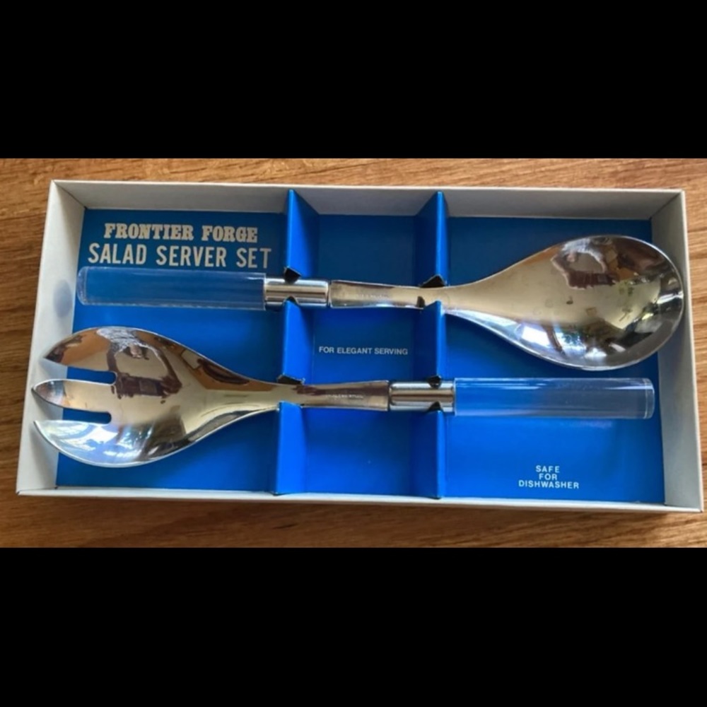 Fronteir forge vintage stainless steel and lucite salad server set - Picture 9 of 10